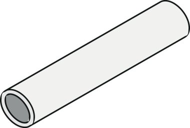 Renk çizgisi biçiminde dairesel kesitli izometrik görünümlü çelik ışın simgesi