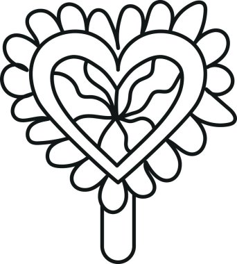 Modaya uygun dondurma, moda boho buzlu dondurma. Lolipop çubuğunda renkli kalp şeklinde çiçek çizimi.