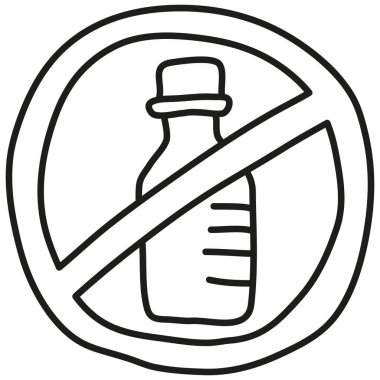 Doğa koruma kavramı. Şişelenmiş içecekler sembollere izin verilmez. .hand doodle tarzı