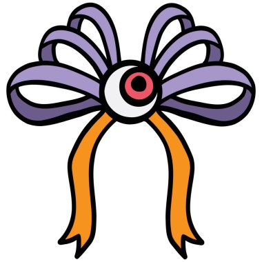 Ortasında göz tasarımı olan renkli bir cadılar bayramı yayı. karalama renk çizgisi biçiminde