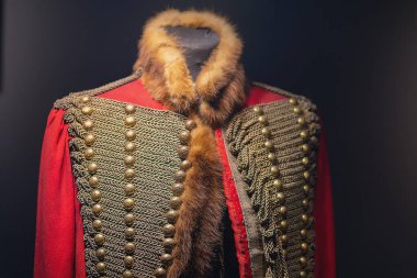18th century hussar regiment officer's uniform. Retro clipart