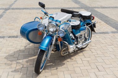 Kyiv, Ukrayna - 01 Temmuz 2017: Vintage motorsiklet Dnepr 650 Kyiv motosiklet fabrikasının yapımı