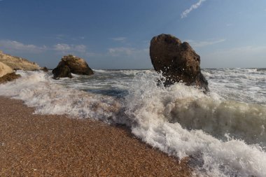 Kırım açıklarında Karadeniz 'deki fırtına. Doğa