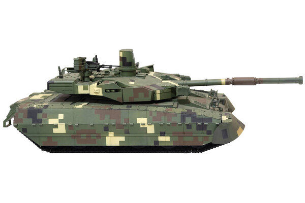 Модель современного танка, изолированного на белом фоне
