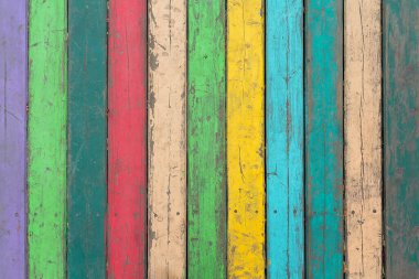 Ahşap malzemeler üzerine boyanmış renkli sanat eserleri. Arkaplan ve doku