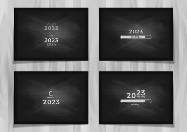 Estetisk 2023 Platt Kalkbräda Bakgrund Med Loading Symbol Design Bundle Vektorgrafik