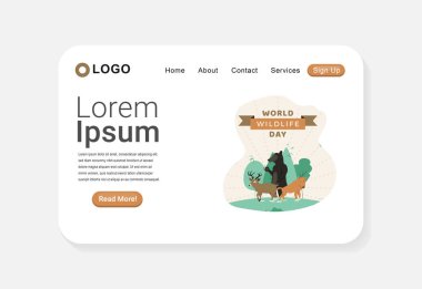 Düz Dünya Vahşi Yaşam Günü Bahçeli ve Vahşi Hayvanlar Doğanın İniş Sayfası Tasarımı