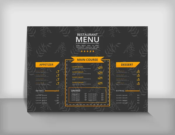 Modèle Élégant Menu Restaurant Noir — Image vectorielle