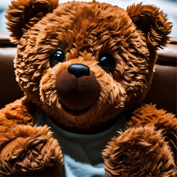 Ein Süßer Lächelnder Brauner Teddybär Surreal Fotorealistische Illustration — Stockvektor