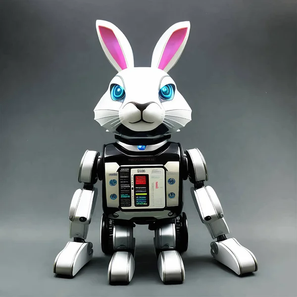 Şirin Gerçeküstü Fotorealistik 3D Mekanik Tavşan Cyborg