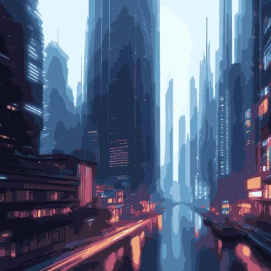 Uzak Gelecek Distopian Kasabası 3D Fotorealistik İllüstrasyon