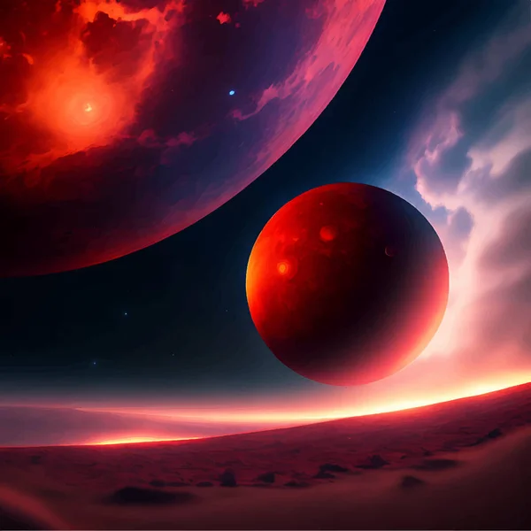 Сверхреалистичные Планеты Облаками Облаками — стоковый вектор