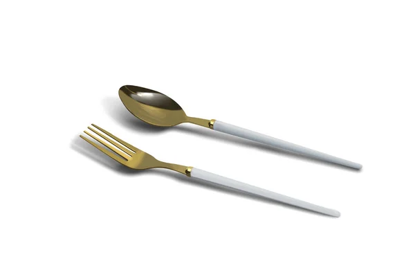Spoon Fork White Background Clipping Path — 图库照片