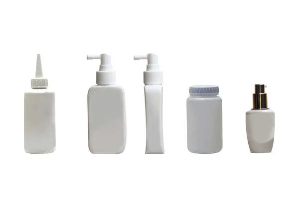 Bottiglia Plastica Bianca Sfondo Bianco Con Percorso Ritaglio — Foto Stock