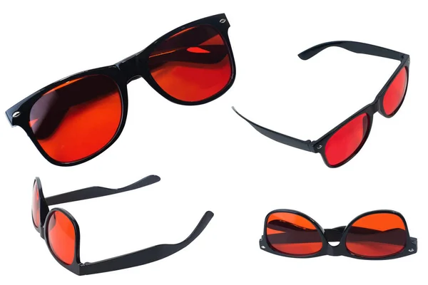 Okulary Przeciwsłoneczne Czerwone Białym Tle Ścieżką Wycinania — Zdjęcie stockowe