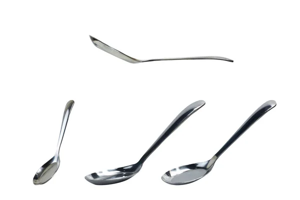 Silver Serving Spoon White Background Clipping Path — Stock Photo, Image