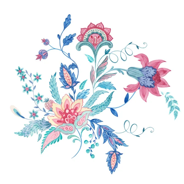 Hermosa Composición Floral Vectorial Con Elementos Florales Acuarela Pintados Antiguo — Vector de stock