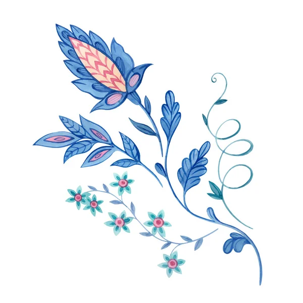 Όμορφη Vector Floral Σύνθεση Ακουαρέλα Στοιχεία Λουλούδι Ζωγραφισμένα Παλιό Παραδοσιακό — Διανυσματικό Αρχείο