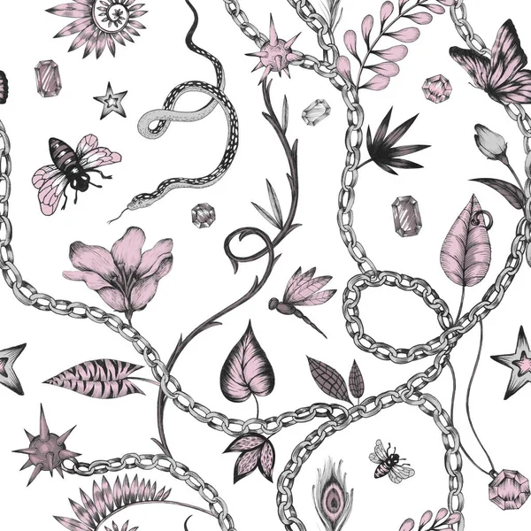 Schöne Trendige Nahtlose Muster Mit Handgezeichneten Chimärentieren Modische Textilillustration — Stockfoto