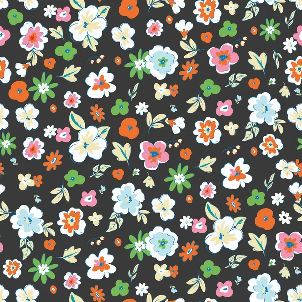 可愛い花と美しいベクトルシームレスな花パターン ストックイラスト — ストックベクタ