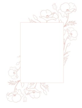 Güzel vektör klipsi sanat gelincik tarlası çiçek çerçeve resimleme.