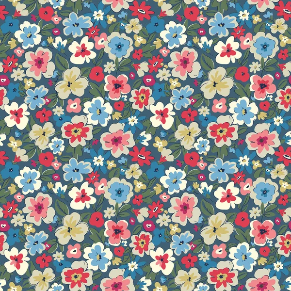 Hermoso Vector Patrón Floral Sin Costuras Con Flores Lindas Ilustración — Archivo Imágenes Vectoriales
