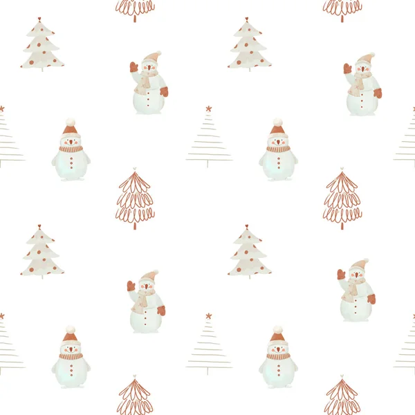 Beautiful Seamless Christmas Pattern Cute Fir Trees Stock Illustration — Stock Photo, Image