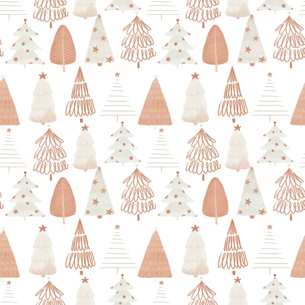 Padrão Natal Sem Costura Bonita Com Abetos Bonitos Ilustração Das — Fotografia de Stock