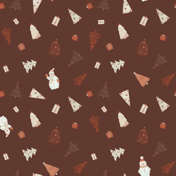 Krásný Hladký Vánoční Vzor Roztomilými Jedlemi Stock Illustration — Stock fotografie