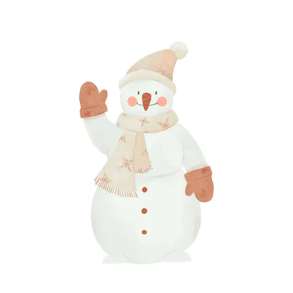 Mooi Naadloos Kerstpatroon Met Schattige Sneeuwpop Voorraadillustratie — Stockfoto