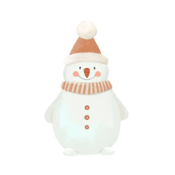 Mooi Naadloos Kerstpatroon Met Schattige Sneeuwpop Voorraadillustratie — Stockfoto