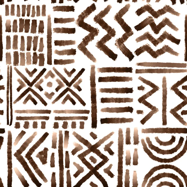 アフリカの手描きの伝統的な装飾と美しいシームレスなパターン — ストック写真