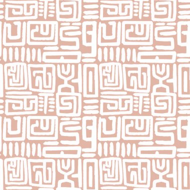 Beautiful vector autotraced seamless pattern with national African hand drawn traditional ornament.