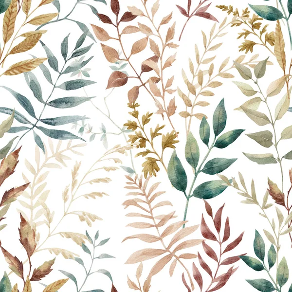 Όμορφη Απρόσκοπτη Μοτίβο Ακουαρέλα Πολύχρωμα Φύλλα Εικονογράφηση Αποθέματος — Φωτογραφία Αρχείου