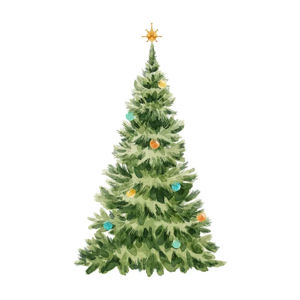 美丽的新年插画与圣诞节树 库存剪贴画 — 图库照片