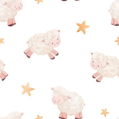 Şirin, suluboya kirpi hayvanlı, kusursuz bir desen. Stok illüstrasyonu.