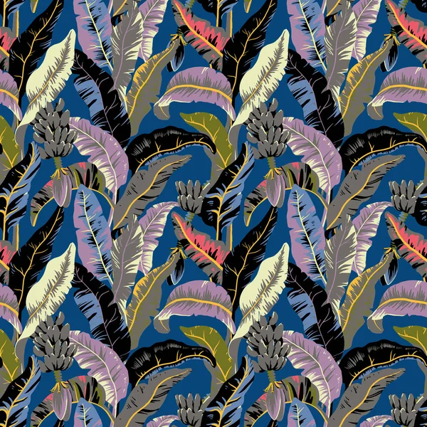 Hermoso Patrón Sin Costuras Con Coloridas Hojas Palma Tropical Ilustración — Foto de Stock