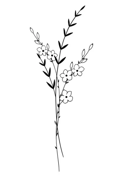 葉を持つ水彩画の枝と美しいクリップアートストックイラスト — ストックベクタ