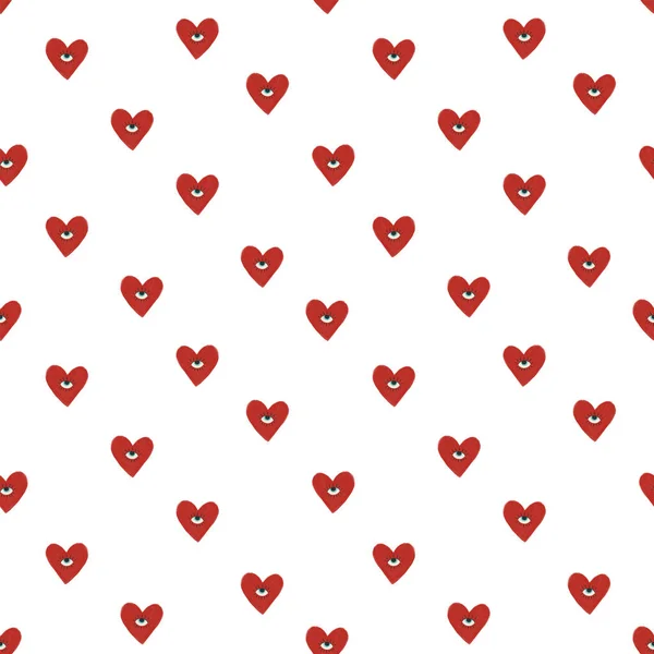 Όμορφη Απρόσκοπτη Μοτίβο Χέρι Που Χαριτωμένο Κόκκινες Καρδιές Εικονογράφηση Αποθέματος — Φωτογραφία Αρχείου