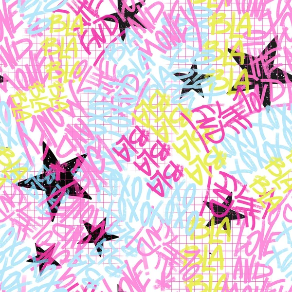 Schöne Abstrakte Nahtlose Muster Mit Farbenfrohen Graffiti — Stockfoto