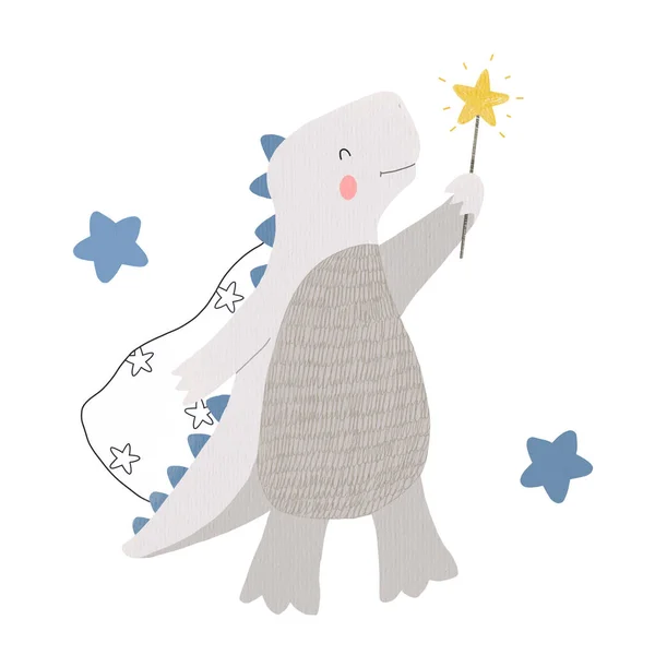 Красиві Діти Вручну Намальовані Стокові Ілюстрації Дуже Милий Маленький Динозавр — стокове фото