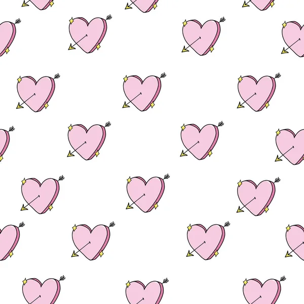 Красивый Векторный Ребенок Бесшовный Шаблон Милыми Розовыми Стрелками Сердца Иллюстрация — стоковый вектор