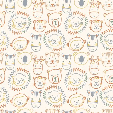 Güzel çocuklar, sevimli aslan yüzlü, kusursuz desenler çizerler. Çocuklar illüstrasyon stoğu yapar..