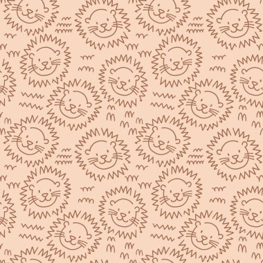 Güzel çocuklar, sevimli aslan yüzlü, kusursuz desenler çizerler. Çocuklar illüstrasyon stoğu yapar..