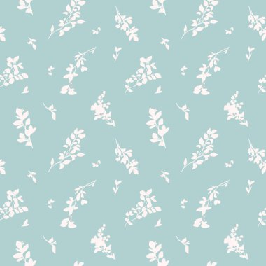 Gölgeli bitki dalları ve yaprakları olan güzel çiçek desenli vektör. Stok illüstrasyonu.