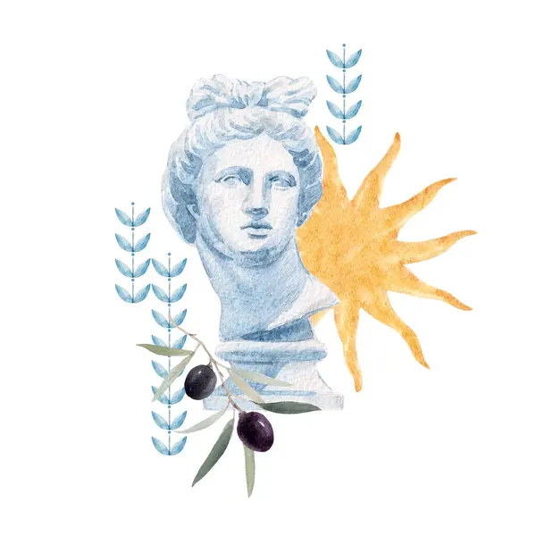 Vacker Komposition Med Antik Staty Byst Den Grekiska Gudinnan Afrodite — Stockfoto