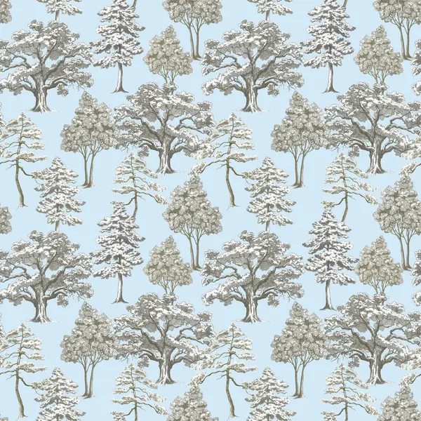 Beautiful Seamless Pattern Forest Trees Stock Illustration — Stock Photo, Image
