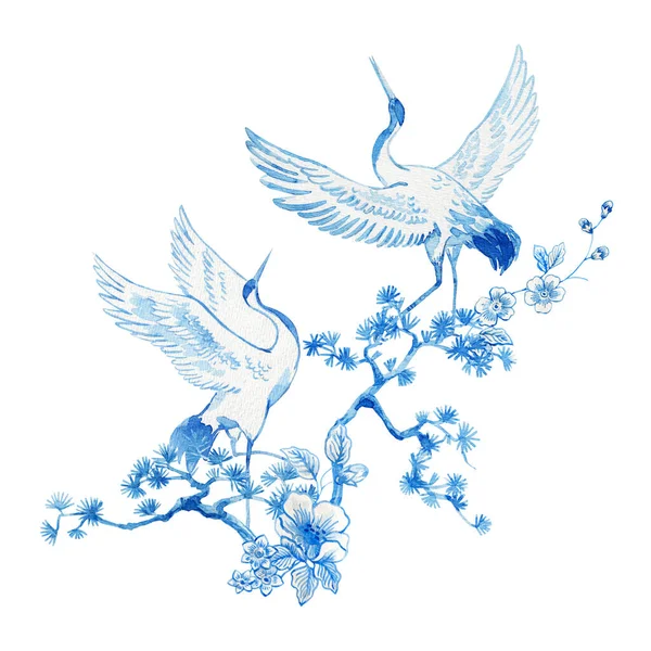 Belle Composition Florale Avec Aquarelle Herbes Fleurs Sauvages Bleues Blanches — Photo