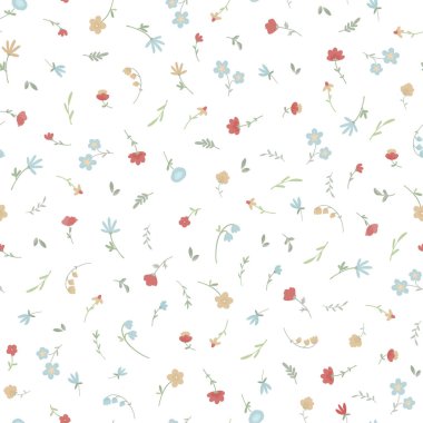 Şirin soyut çiçek vektör deseni. Çağdaş kolaj kusursuz desen. El çizimi çizgi film biçimi.