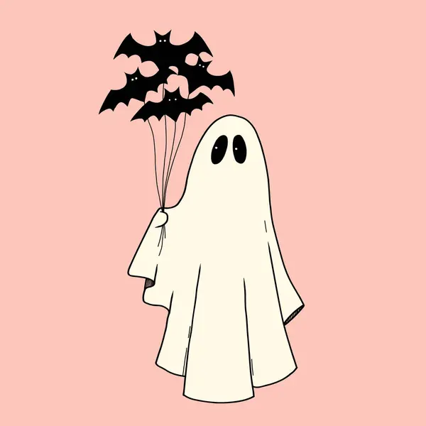 Very Cute Little Ghost Isolated Clip Art Illustration Baby Print — Stock Vector